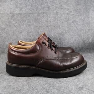 Work America Shoes Mens 9 Derby Oxford Leather Moc Toe Brown Made in USA Classic